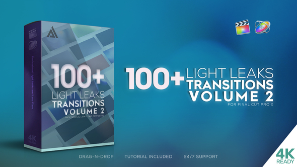 4K Light Leaks Transitions Vol 2 | For FCPX, Apple Motion Templates